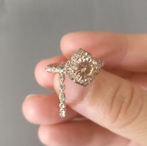 Rose gold plated champagne diamond cz ring